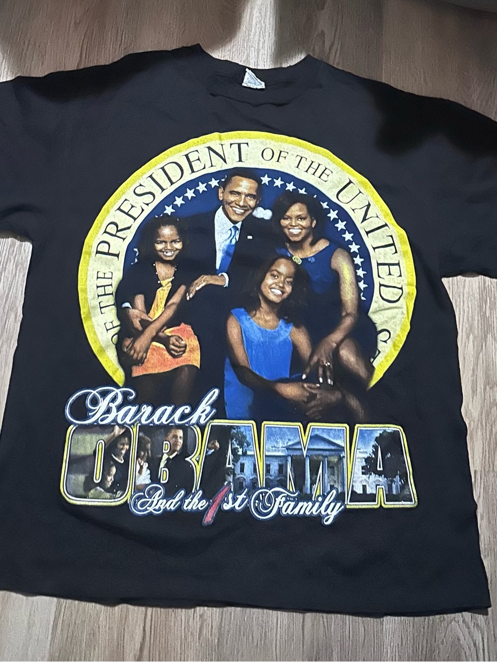 Black Short-Sleeve Graphic Tee with OBAMA